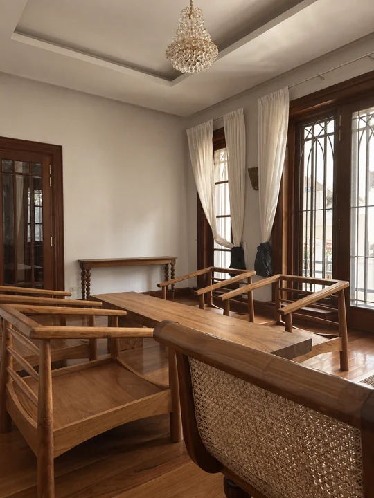 Hardwood seating and table