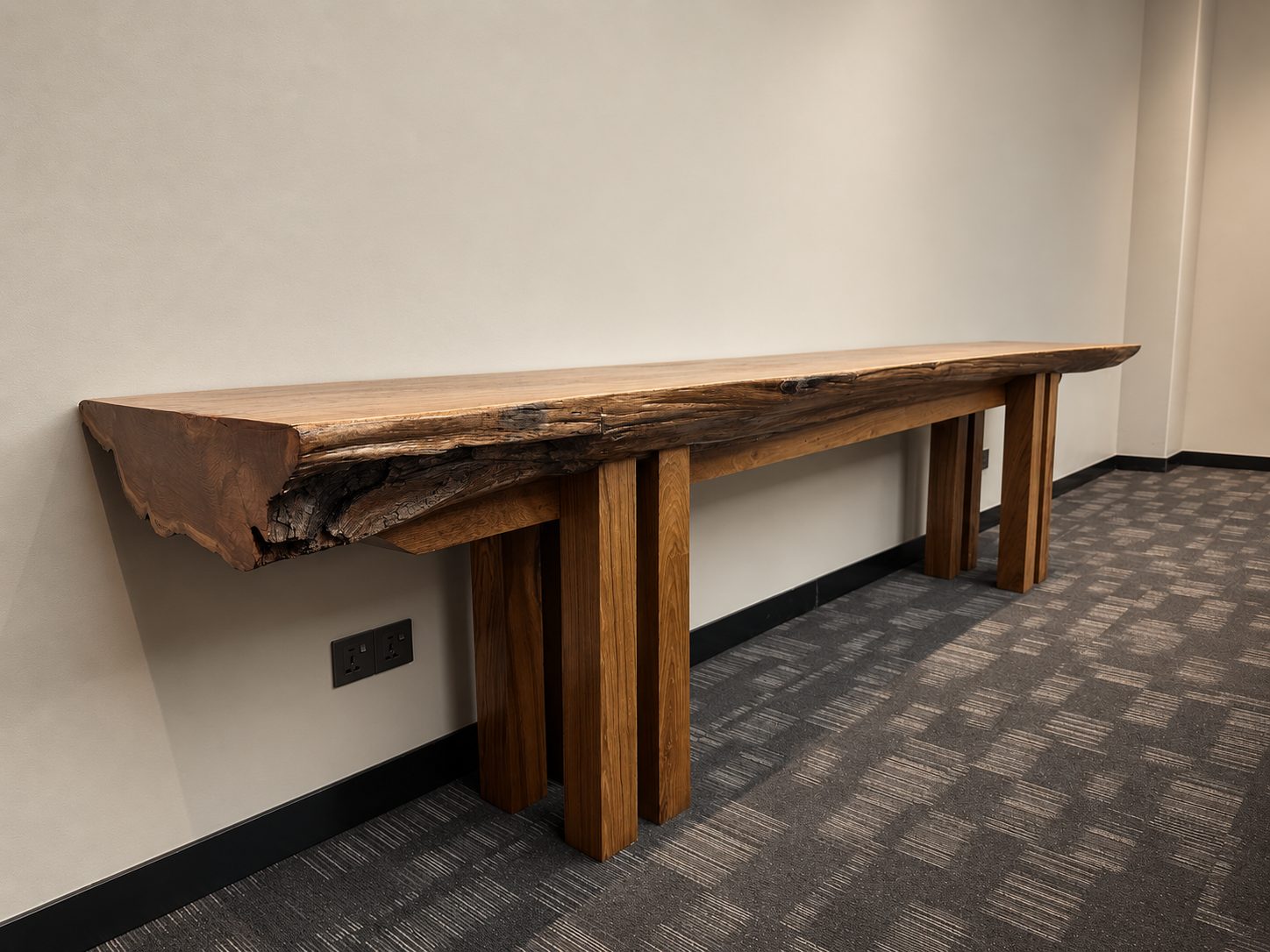 Live-edge teak console table