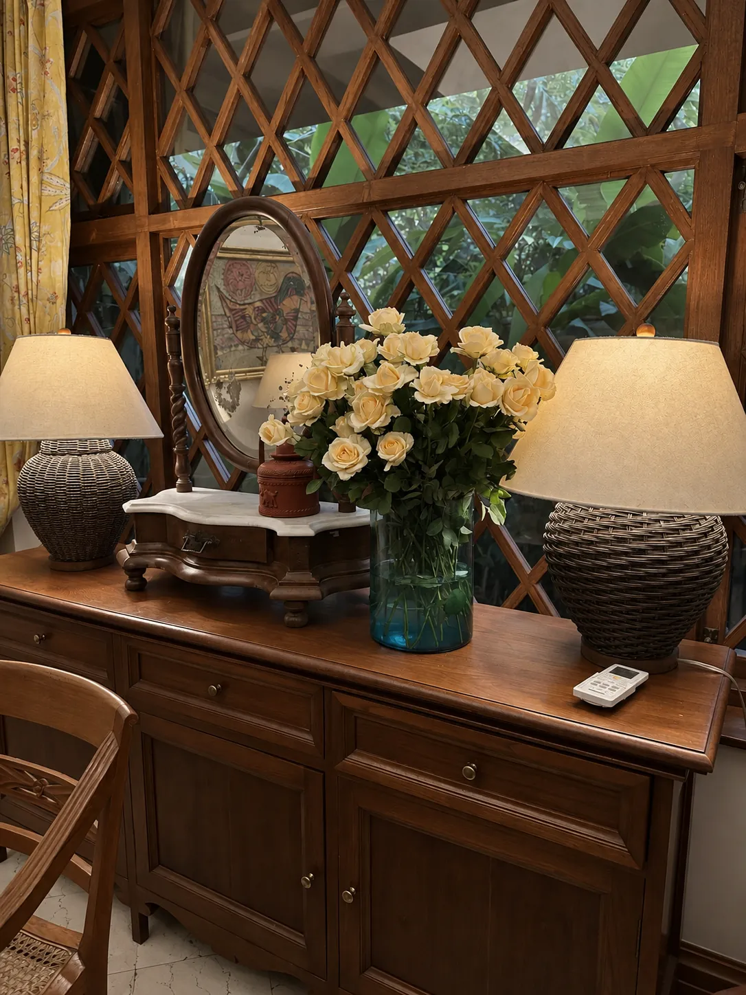 Panelled teak sideboard