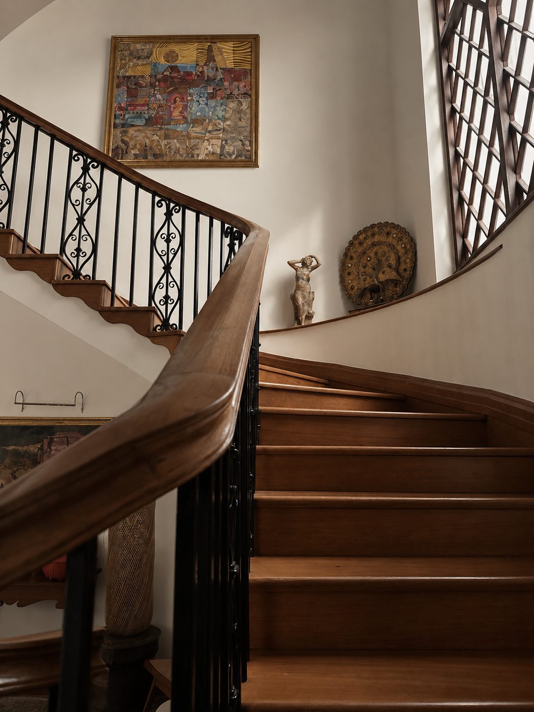 Teak staircase in a private residence